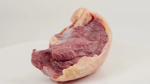 Raw duck meat rotates Stock Footage 131204975