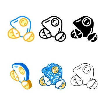 Raw egg chicken farm pack food color icon vector Illustrazione stock