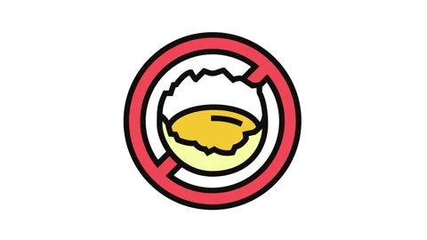 Raw egg consumption avoid color icon animation Stock Footage 326109226