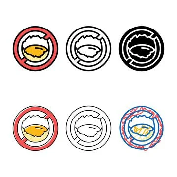 Raw egg consumption avoid color icon series vector Stock Illustration