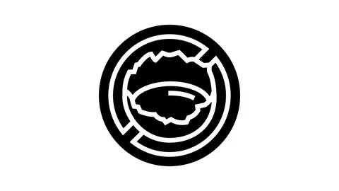 Raw egg consumption avoid glyph icon animation Stock Footage 326146493