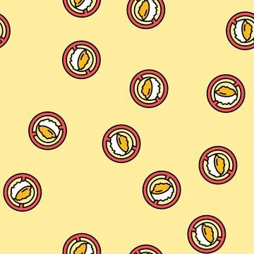 Raw egg consumption avoid vector seamless pattern Stock Illustration