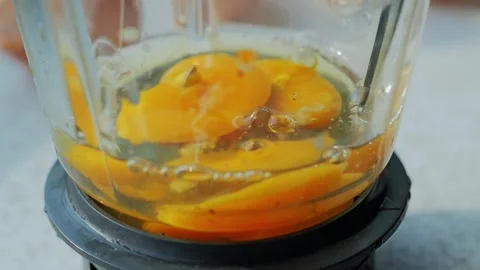 Raw Egg Dropped Into Blender Jar in Slow Motion Food Preparation Scene Stock Footage 336666448