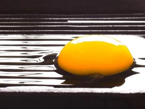 Raw egg on a grill Stock Photos