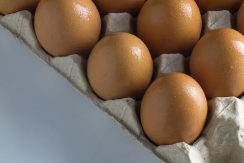 Raw Egg on package Foto stock