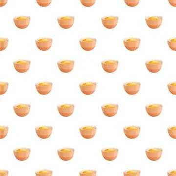 Raw egg yolk shell halves seamless pattern イラスト素材