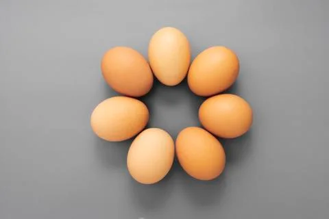 Raw eggs isolated on grey background, protein food. Stock-Fotos