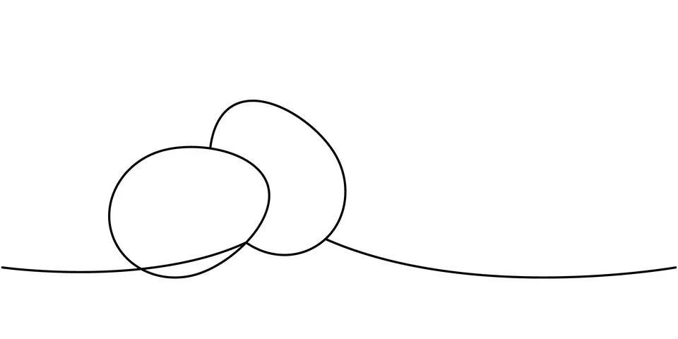 Raw eggs one line continuous drawing. Organic farm product. Vector illustration Stock Illustration