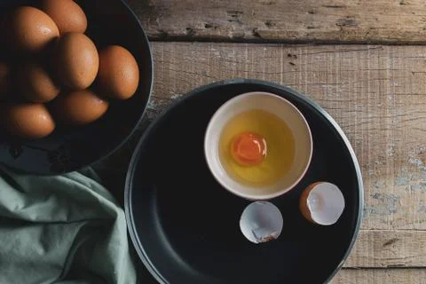 Raw Eggs Prepare for Cooking Stock Photos