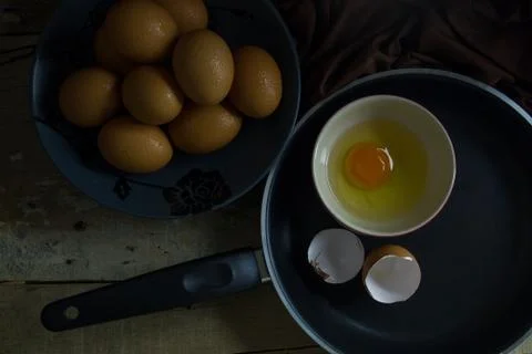 Raw Eggs Prepare for Cooking Stock Photos