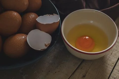Raw Eggs Prepare for Cooking Stock Photos