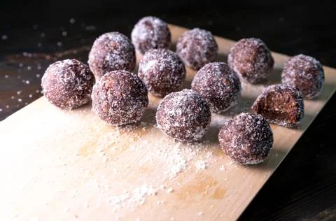 Raw energy balls, all natural healthy raw energy bites Stock Photos