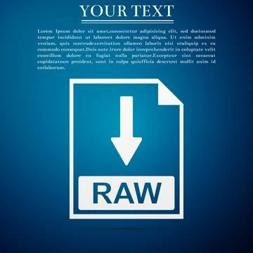 RAW file document icon. Download RAW button icon isolated on blue background Illustrazione stock