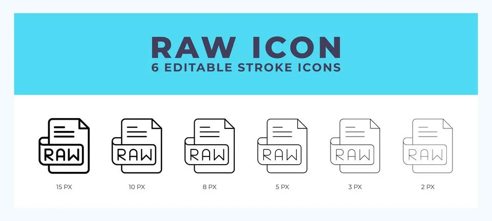 Raw file icon. Editable stroke line icon vector illustration. Stock Illustration