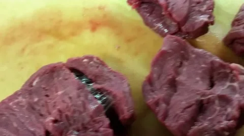 Raw filet mignon steaks, on a cutting board Stock Footage 54799899