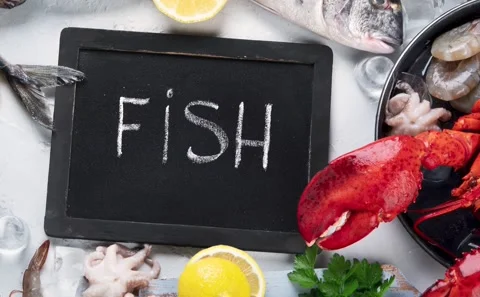 Raw fish and seafood Stock Footage 165342558