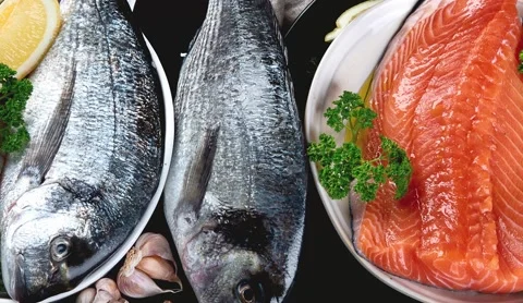 Raw fish and seafood Video stock 166380915