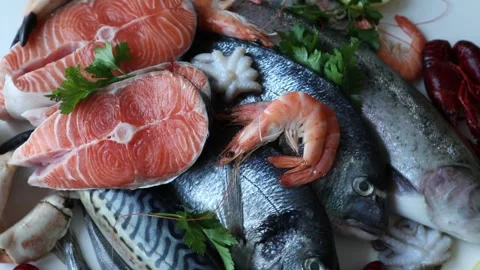 Raw fish and seafood Stock Footage 322740812
