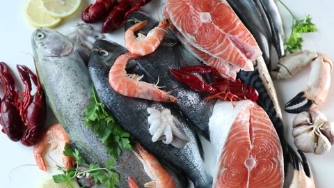 Raw fish and seafood Stock Footage 322740843