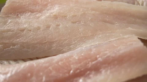 Raw Fish Fillets on Cutting Board. Stock Footage 258571370
