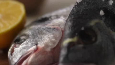 Raw Fish with Lemon. Stock Footage 259178247