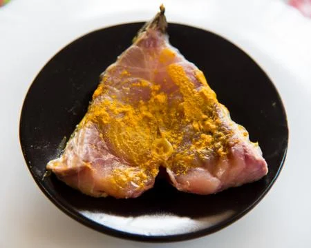 Raw fish meat close up with use of selective focus Stock Photos