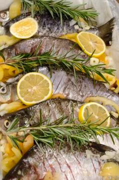 Raw fish prepared Foto stock