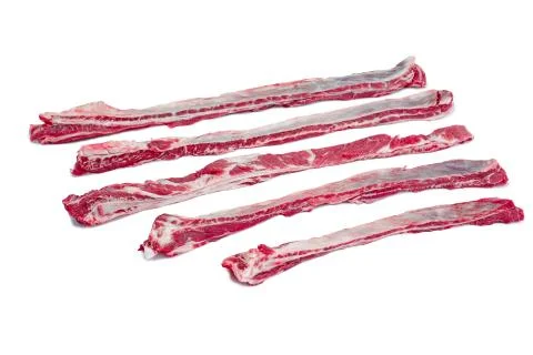 Raw flank steak, a cut of beef taken from the abdominal muscles or lower ches Stock Photos
