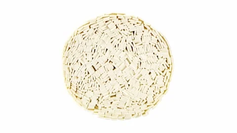 Raw flat noodles collected in round bundle view from end Stock Footage 242357886