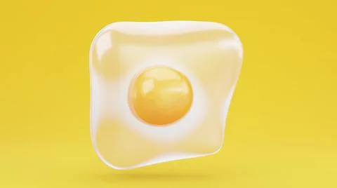 A raw floating egg 3D graphics image. Food on colorful background. Bright b-roll Stock Illustration
