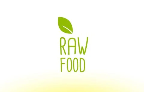 Raw food green leaf text concept logo icon design Stock Illustration