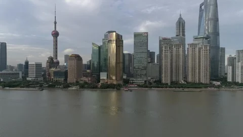 Raw footage of Aerial drone view of Shanghai city center in China,Asia. Hua.. Video stock 346728056