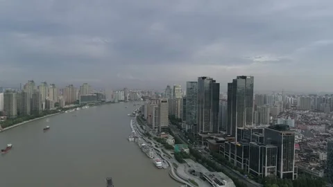 Raw footage of Aerial drone view of Shanghai city center in China,Asia. Hua.. Video stock 346728082