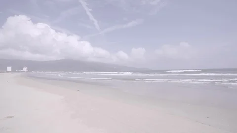 Raw Footage Slog-2 Empty Vietnam Beach in Da Nang with Famous Buddha Statue Stock-Footage 124210823