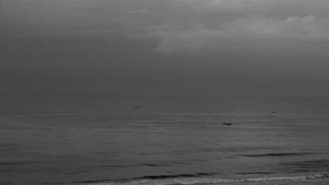 RAW FOOTAGE, WAVES, BEACH, SHOT FROM ABOVE, MISTY SCENE, DRAMATIC Stock Footage 273760068
