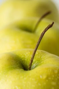 Raw of fresh apples close-up Stock Photos