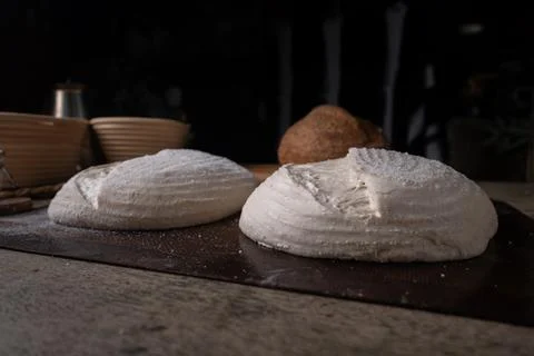Raw Fresh artisan bread dough ready to bake. Foto stock