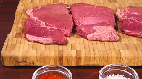 Raw fresh beef meat rib and fillet ready to cooking Stock Footage 66449065