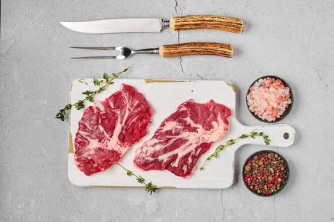Raw fresh beef spider steak Foto stock