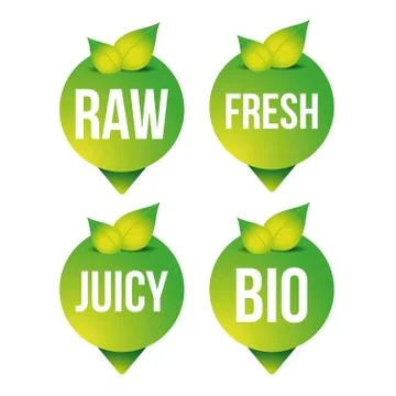 Raw, fresh, juicy, bio pointer vector Stock Illustration