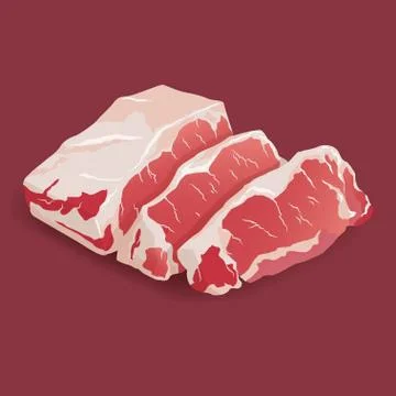 Raw fresh meat marble beef steak vector isolated on white. Fresh meat icon Stock Illustration