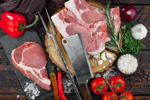 Raw, fresh meat Stock Photos