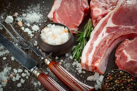 Raw, fresh meat Stock Photos