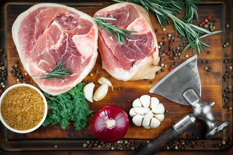 Raw, fresh meat Stock Photos