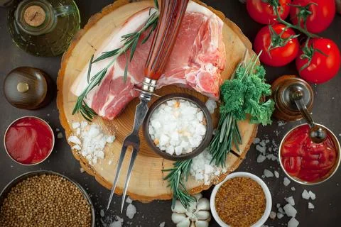 Raw, fresh meat Stock Photos