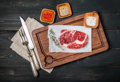 Raw fresh meat ribeye steak Stock Photos