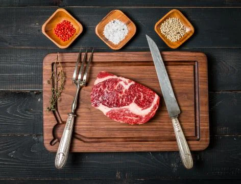Raw fresh meat ribeye steak Stock Photos