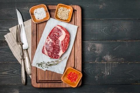 Raw fresh meat ribeye steak Stock Photos