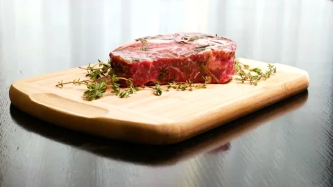 Raw fresh meat steak. Beef steak. Raw meat. Stock Footage 131717953