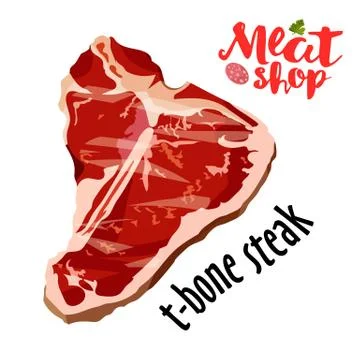 Raw fresh meat t-bone steak vector isolated on white. Fresh meat icon Stock Illustration